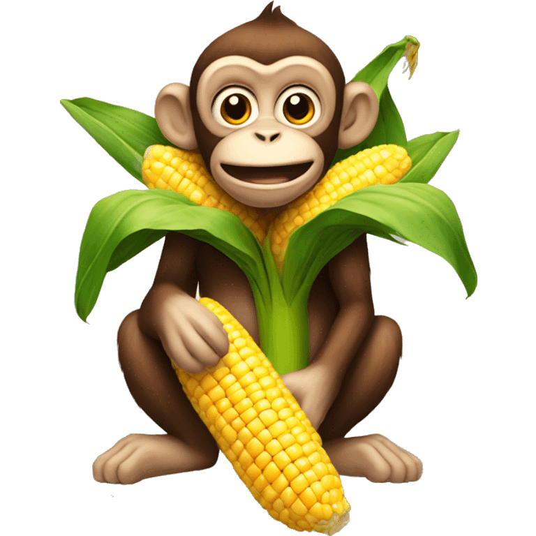 monkey pooping out a piece of corn emoji