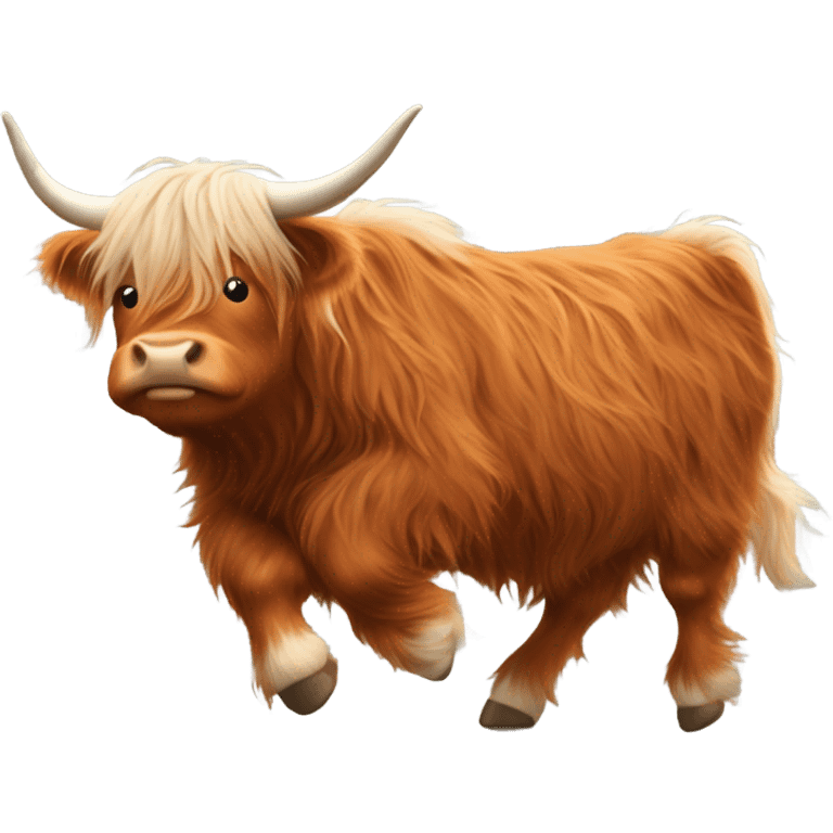 Highland cow running from tractor  emoji