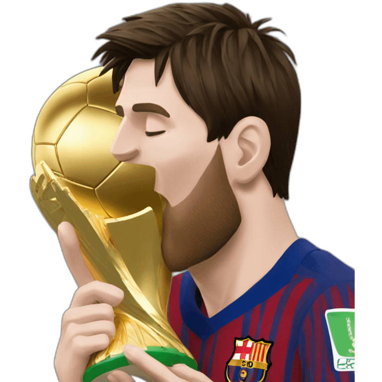 Lionel Messi kissing the world cup emoji