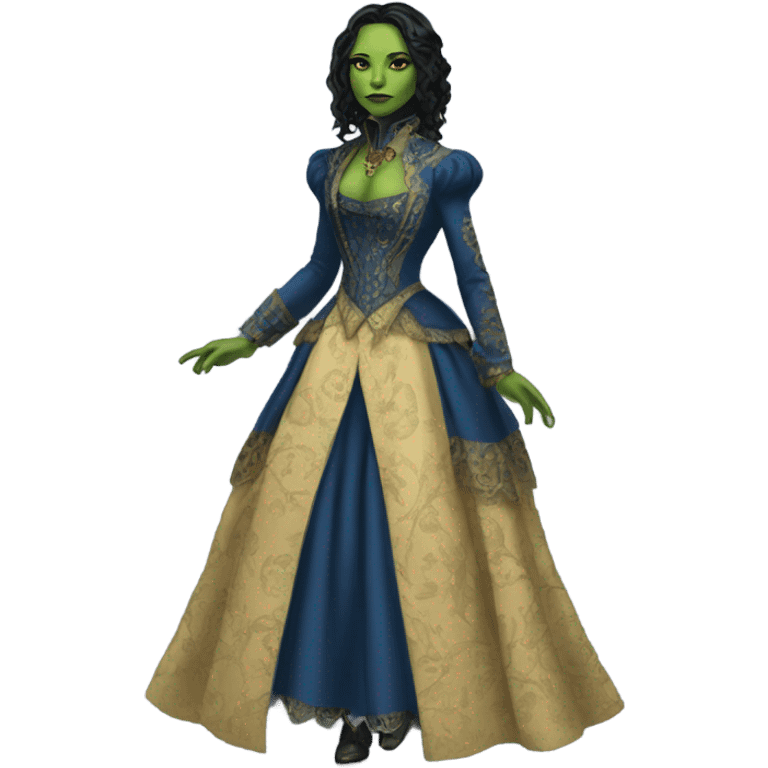 gamora in Victorian dress elegant blue gold full body  emoji