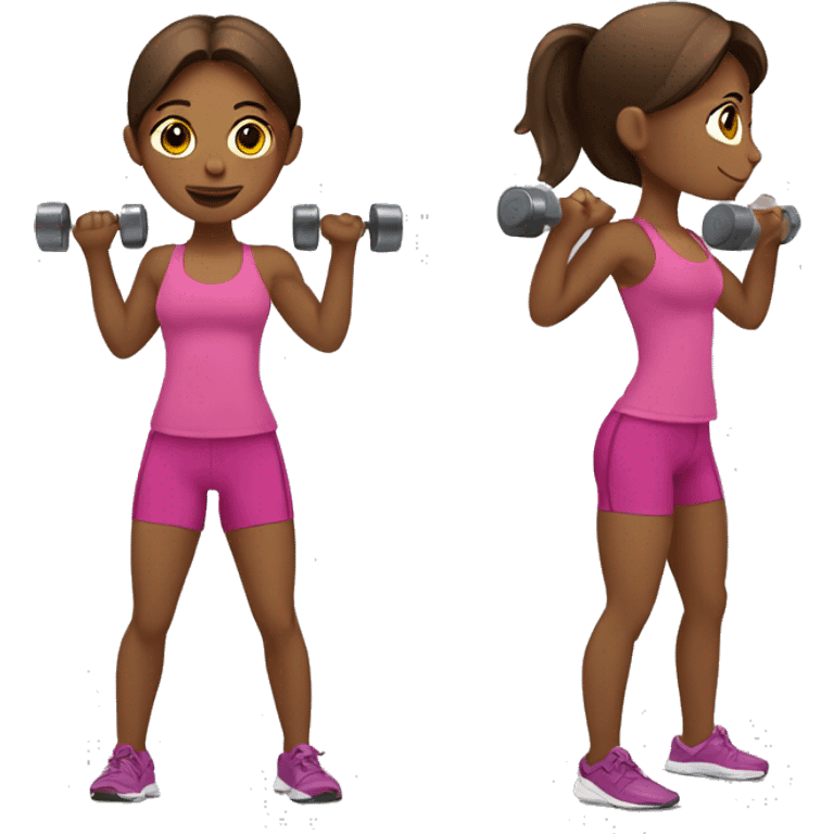 girl working out brown hair lifting weights emoji