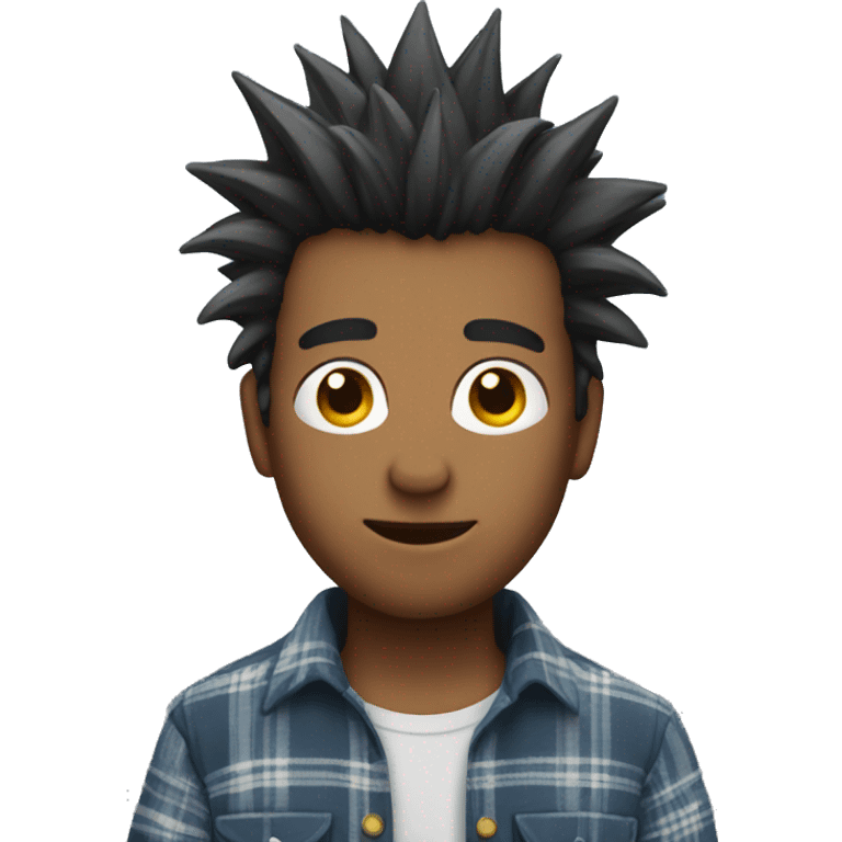 guy with spiky hair wearing a flannel  emoji