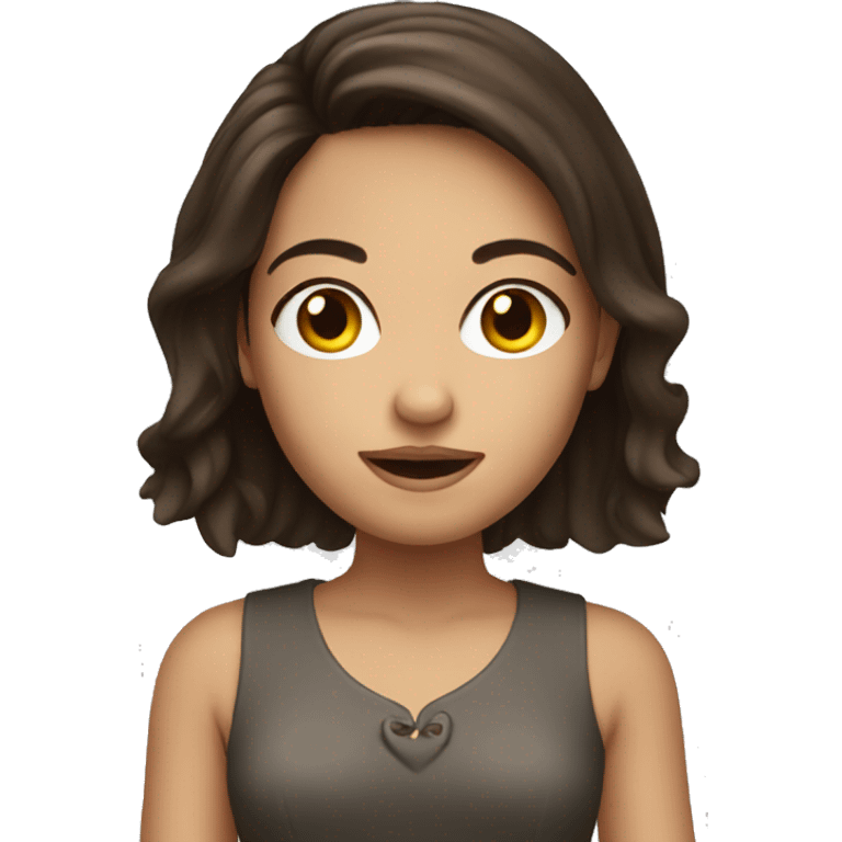 brunette girl with  emoji