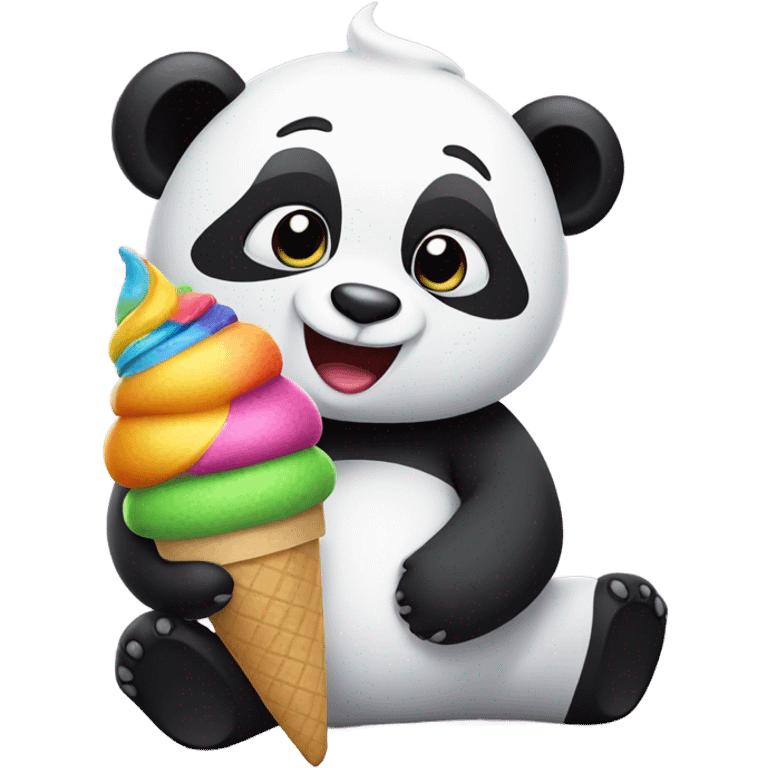 Panda eating ice cream emoji