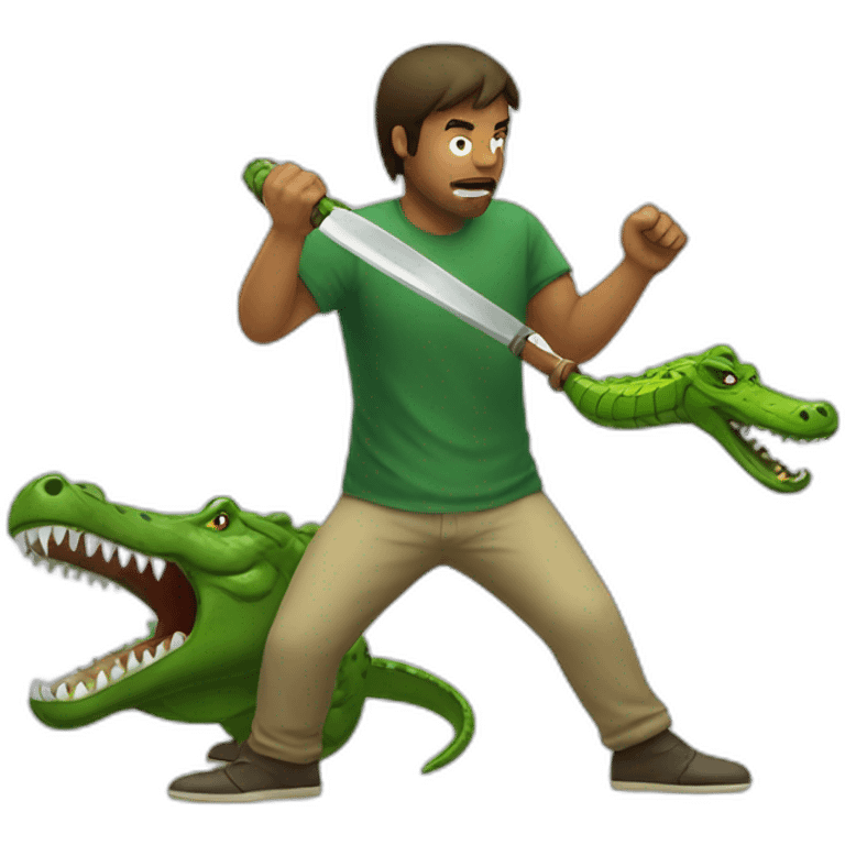 Man fighting with crocodile emoji