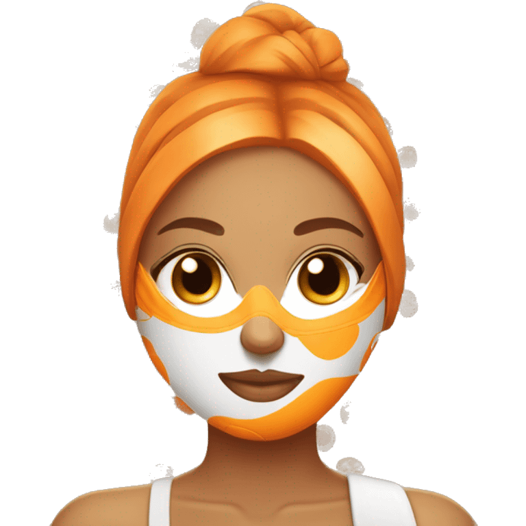 Tan girl with orange hair with face mask spa beauty full face relaxing emoji