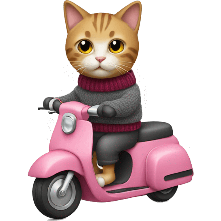 Cat with a sweater on a scooter emoji