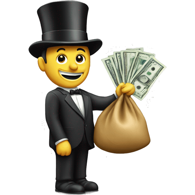 A monopoly man holding a money bag  emoji