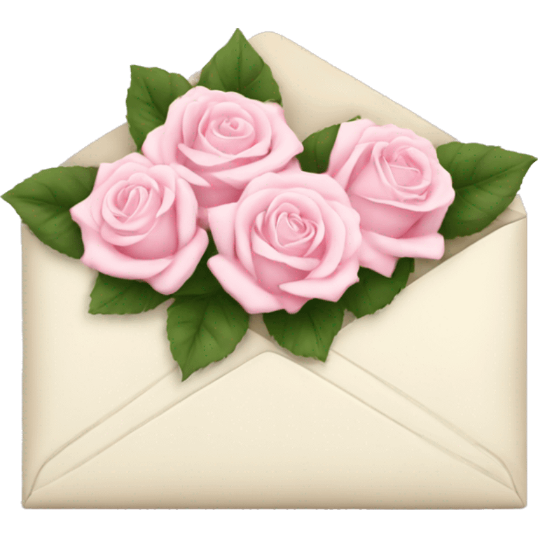 White envelope with light pink roses emoji