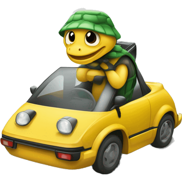 Schildkröte fährt in einem Rennauto  emoji