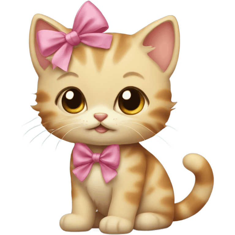 kitten with a bow on its head emoji