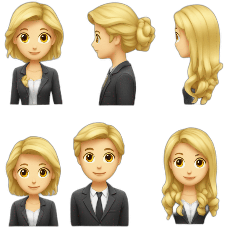 garçon aux cheveux attaché embrasse une fille blonde au cheveux long emoji