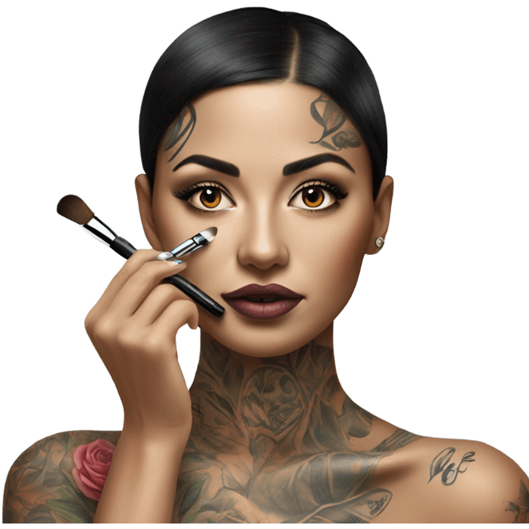 Hyper Realistic Beautiful lightly tattooed woman having make-up applied  emoji