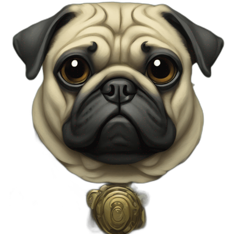 A cyberpunk pug in Art Nouveau style during 1910 emoji