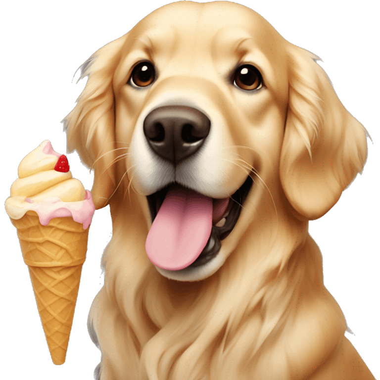 Golden retriever with ice cream  emoji