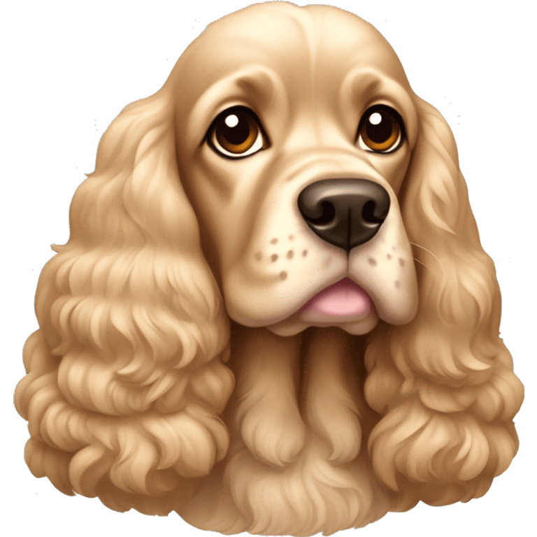 The American Cocker Spaniel is beige in color. emoji