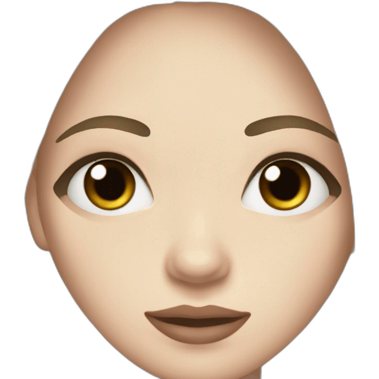 Woman, pale skin, dark straight hair, big black eyes emoji