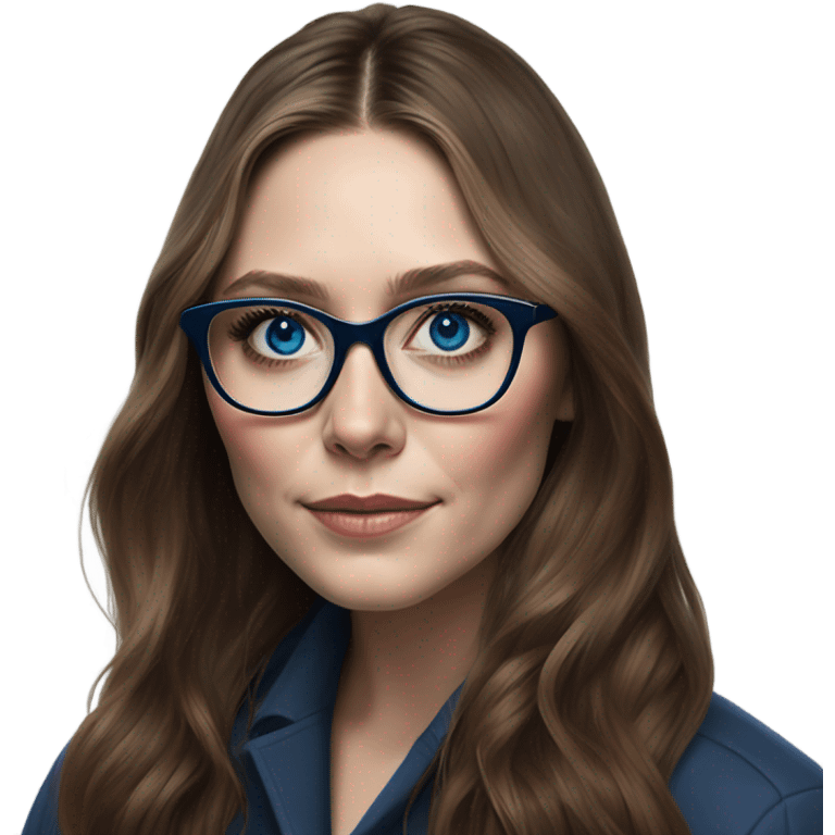 Hyper Realistic Elizabeth Olsen brunette blue eyes wearing glasses  emoji