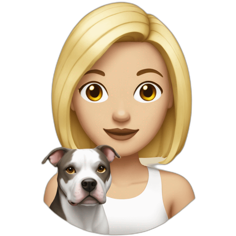 Blond lady with shoulder length bob haircut and a black and white Pitbull emoji