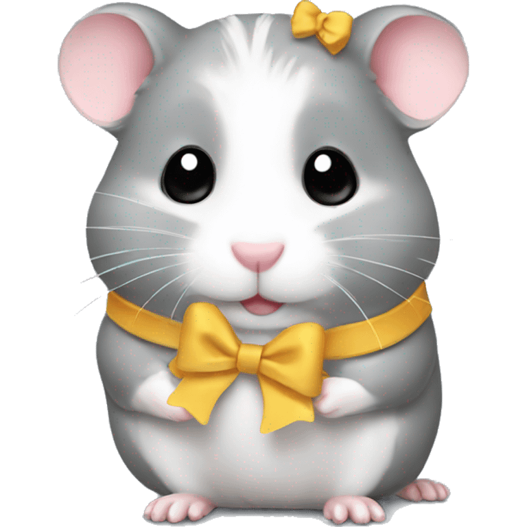 gray hamster wearing a bow emoji