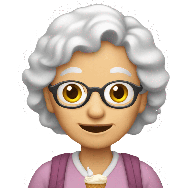 Old lady carrying ice cream emoji