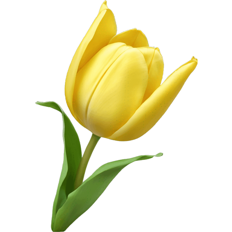 Single pastel yellow tulip with leaves emoji