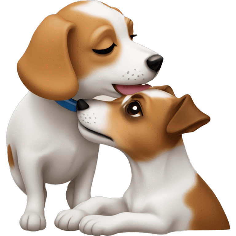 Woman kissing a jack Russell dog  emoji