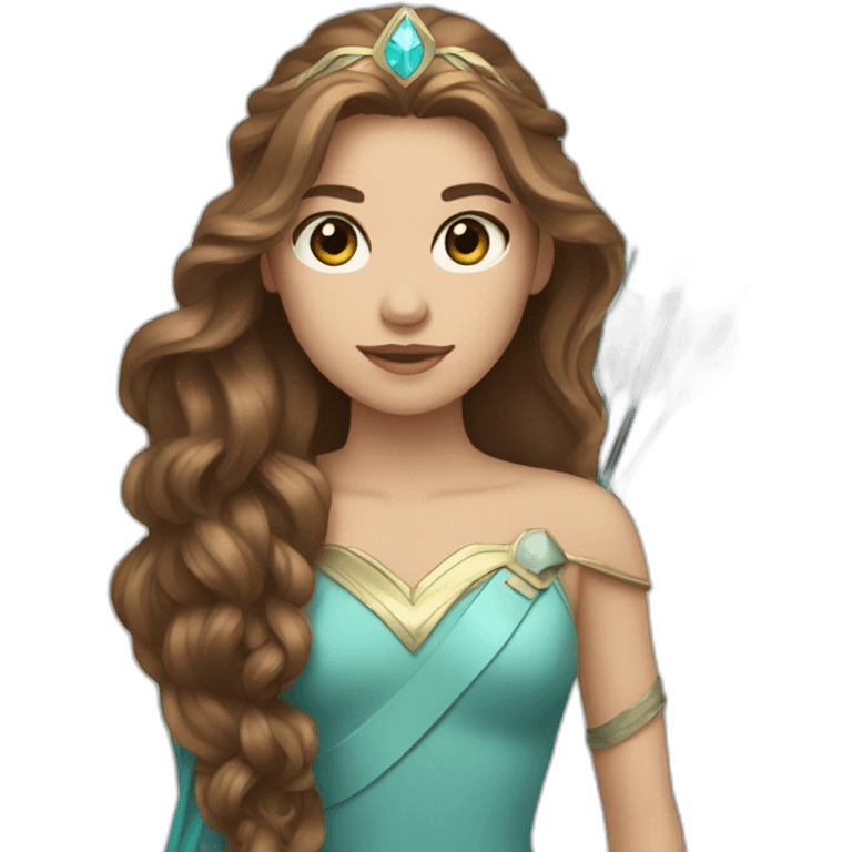 Princess with arrow,light cyan eyes, long brown wavy hair emoji