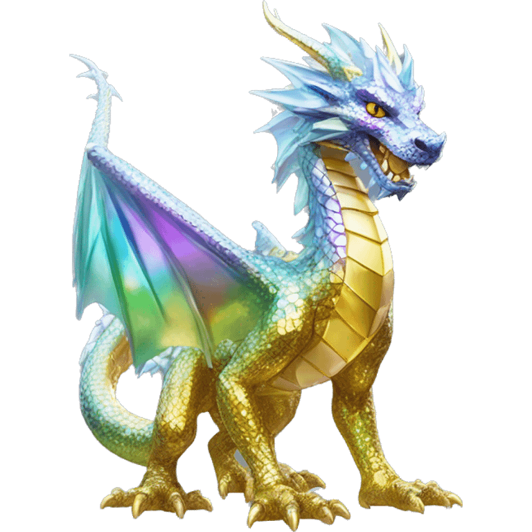 56-carat iridescent diamond crystal dragon full body emoji