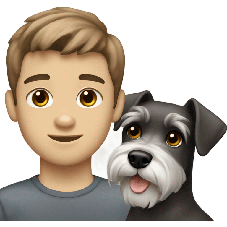 Mini Schnauzer and white boy with brown hair emoji