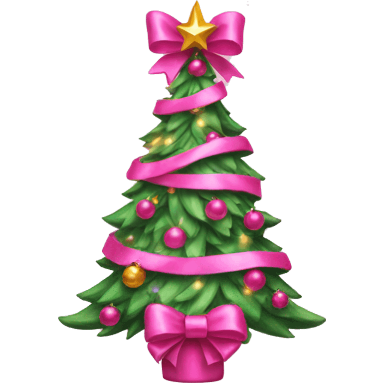 Pink Christmas tree with bows emoji