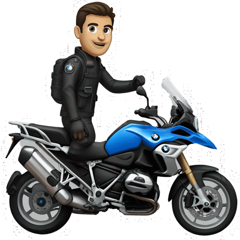 motorcycle bmw gs 1250 black male rider on bike dark hair blue eyes emoji