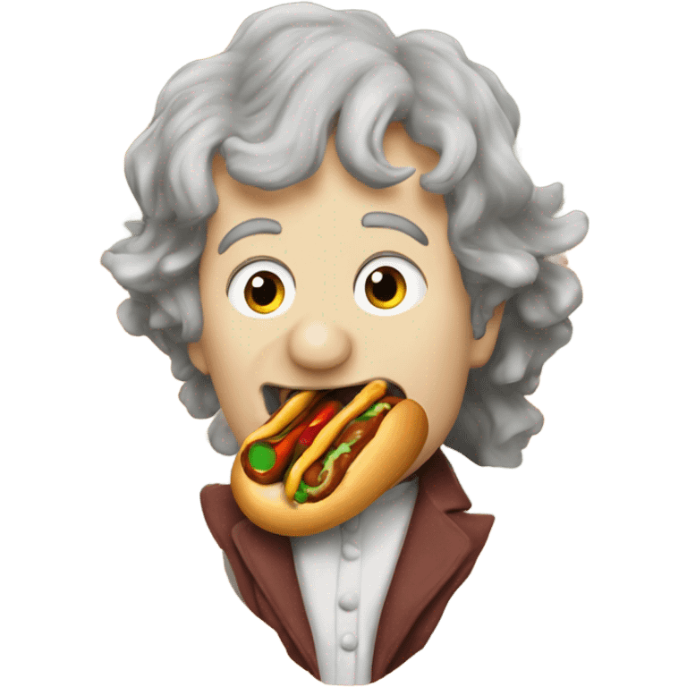 Bilbo baggins eating a hotdog  emoji