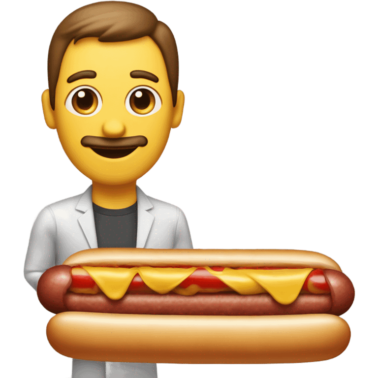 man transformed into a hotdog emoji