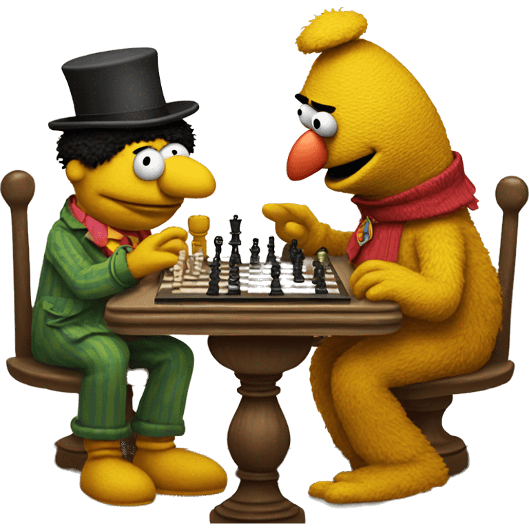 Sesame Street Ernie and Bert playing chess emoji