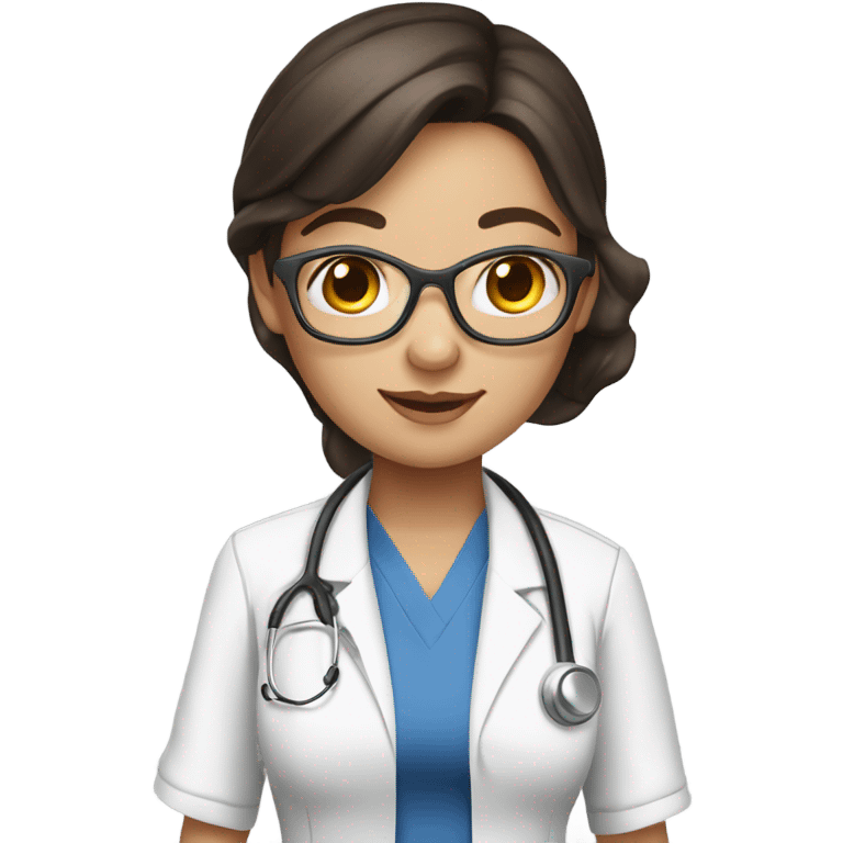 brunette girl nurse wearing stethoscope around neck emoji