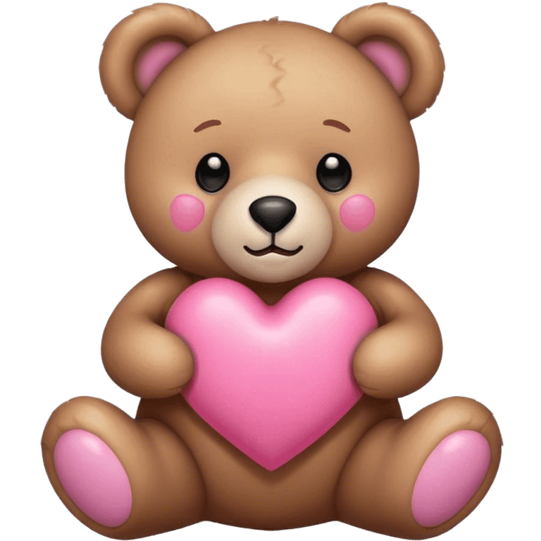 Teddy bear with a pink heart emoji