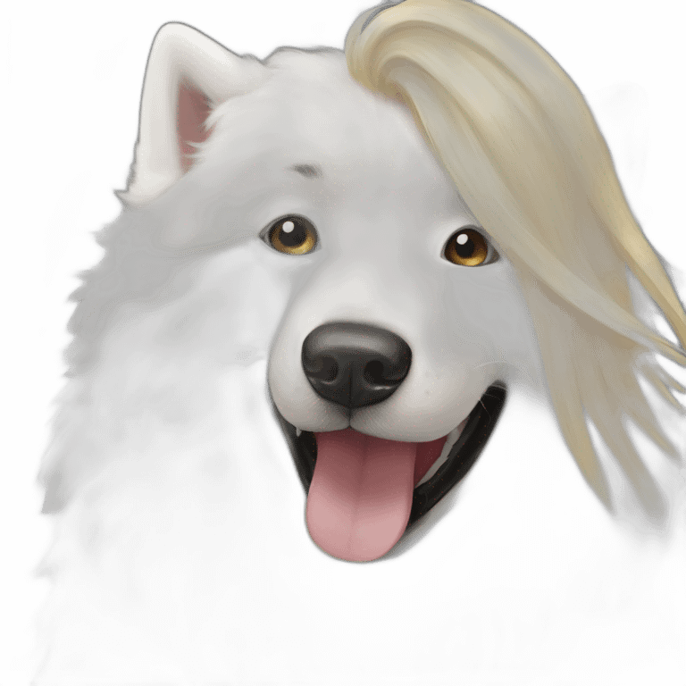 samoyed with blonde smiling girl emoji