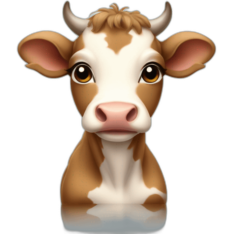 Light brown haïr baby cow emoji