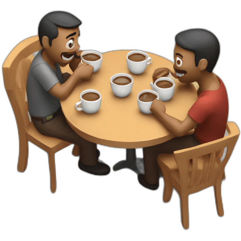 emote pixar ilustration 3d style of men drinking coffee emoji