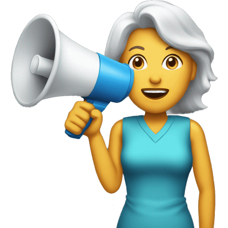 middle aged woman with megaphone emoji