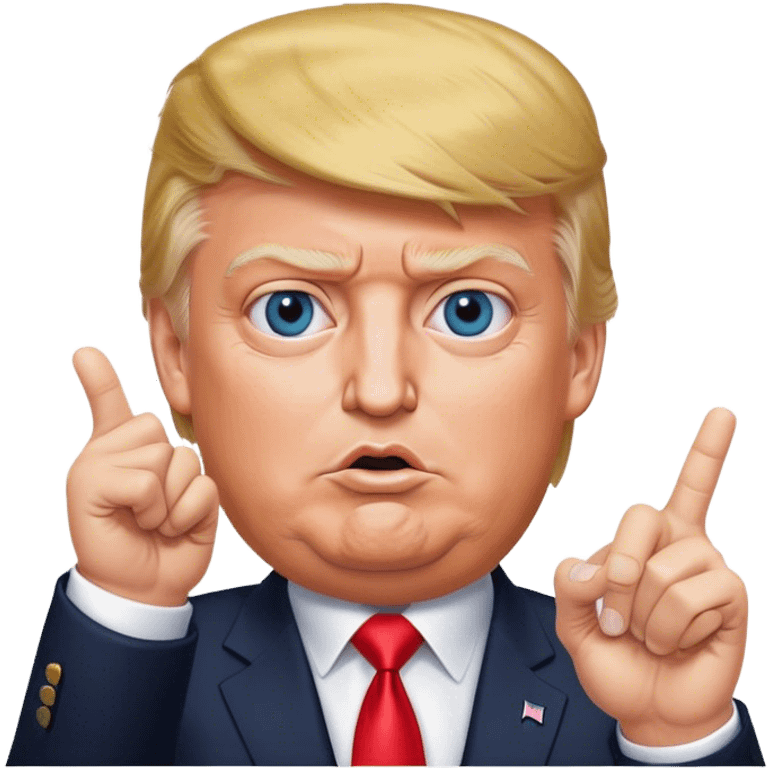 Super realistic Donald Trump pointing index finger up, realistic face emoji