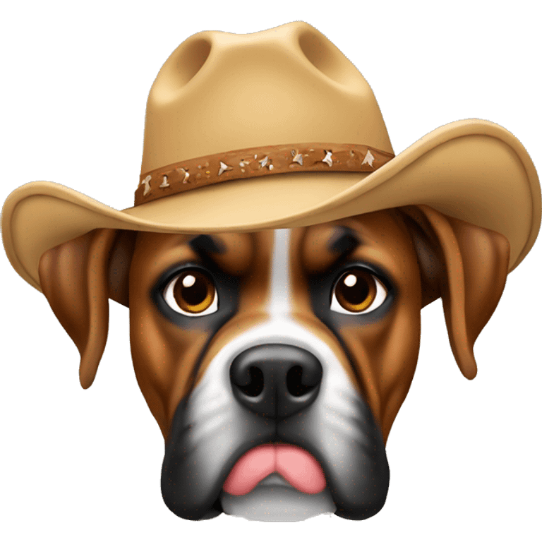 Boxer dog with cowboy hat emoji