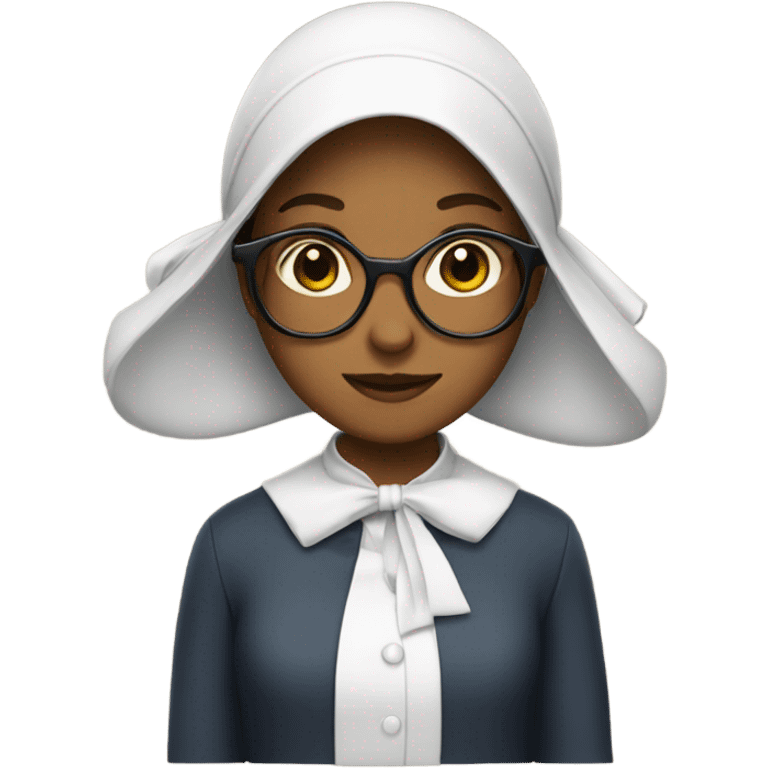 A girl with a bonnet and glasses emoji