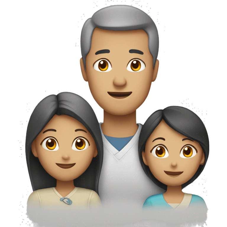 Family. White mother, asian father, 3 daughters emoji