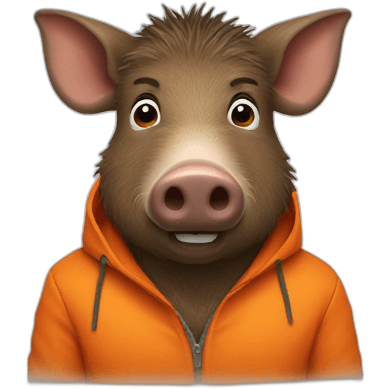 wild boar with orange jacket emoji