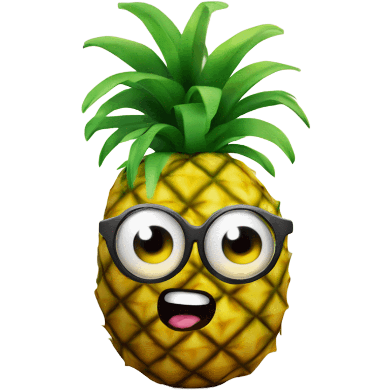 3D one shy pineapple  👱‍♀️🍍 with big shiny eyes 👀 The pineapple cute embarrassed ☺️ emoji