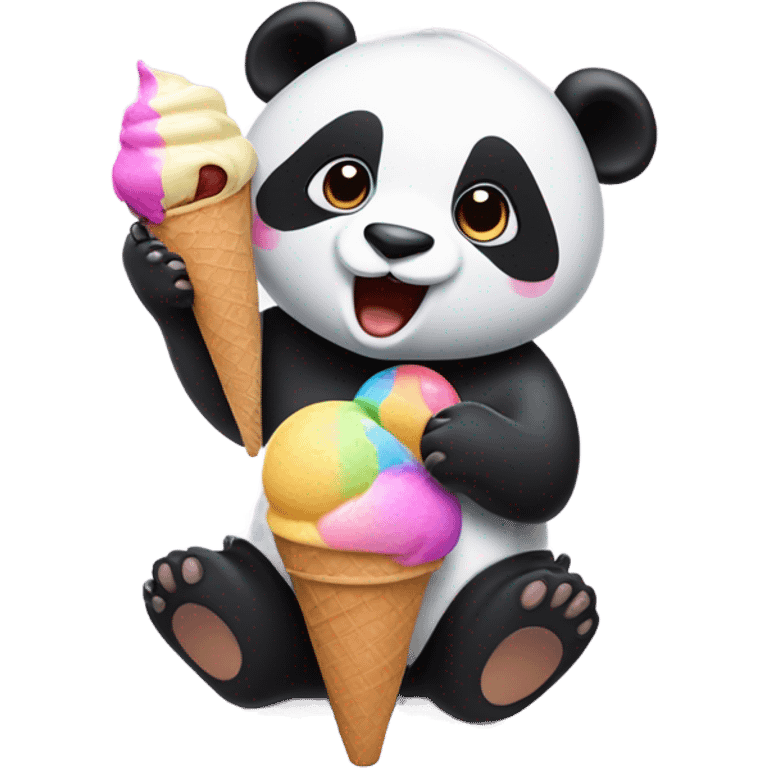 Panda eating ice cream emoji