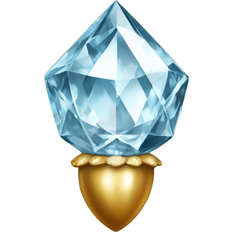 a Diamond Acorn, sparkling cut diamond, with stem of gold emoji