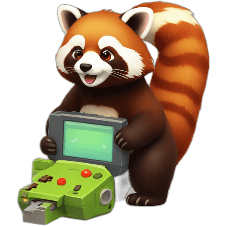 Red panda with gameboy emoji